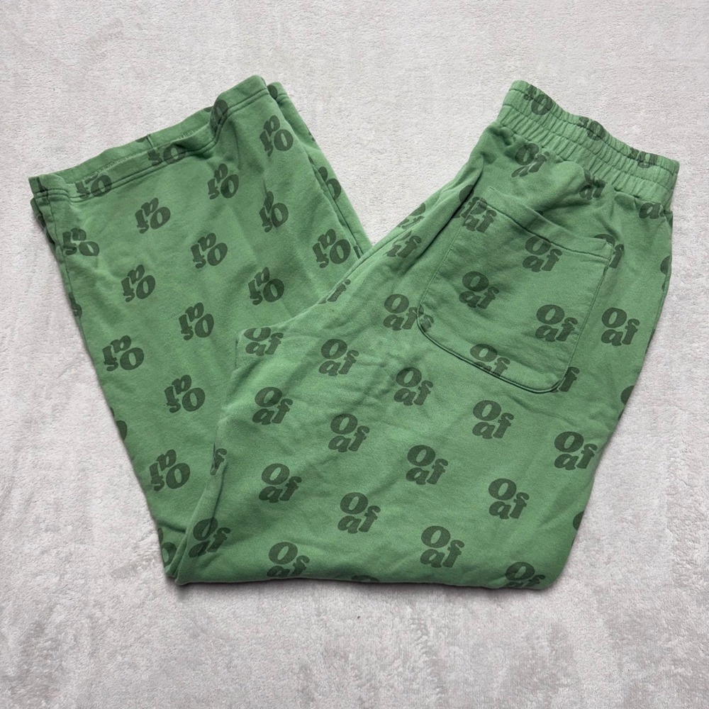 Lazy Oaf Green Oaf Logo Print Wide Leg Sweatpants Joggers UK 18 US 14